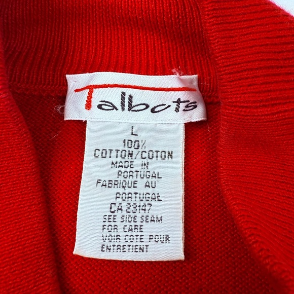 Talbots Vibrant Red Cotton Mock Turtleneck Sweater Size Large - Picture 3 of 6